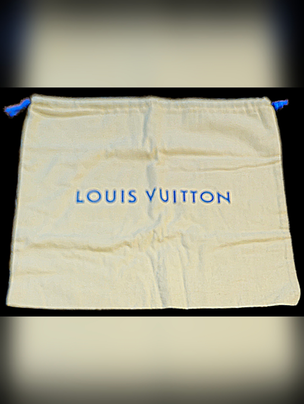 NEW Louis Vuitton Medium Cream Blue Drawstring Dust Bag Handbag Pochette Storage - Picture 2 of 6